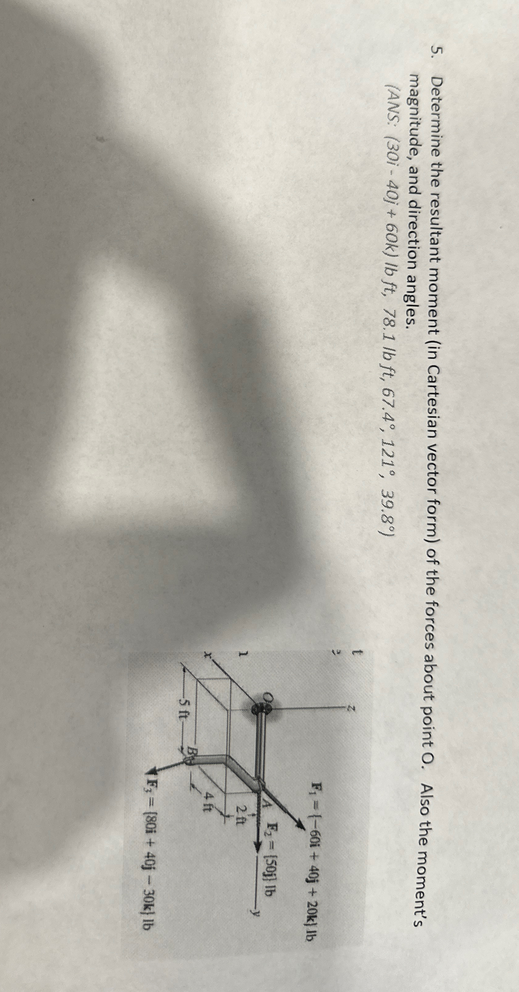 Determine the resultant moment ( in Cartesian