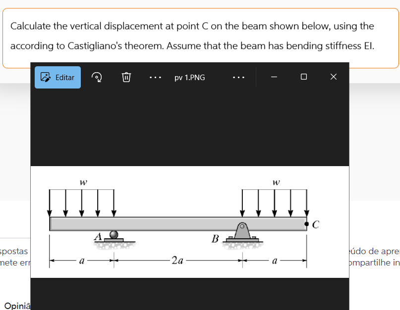 Calculate the vertical displacement at point C on