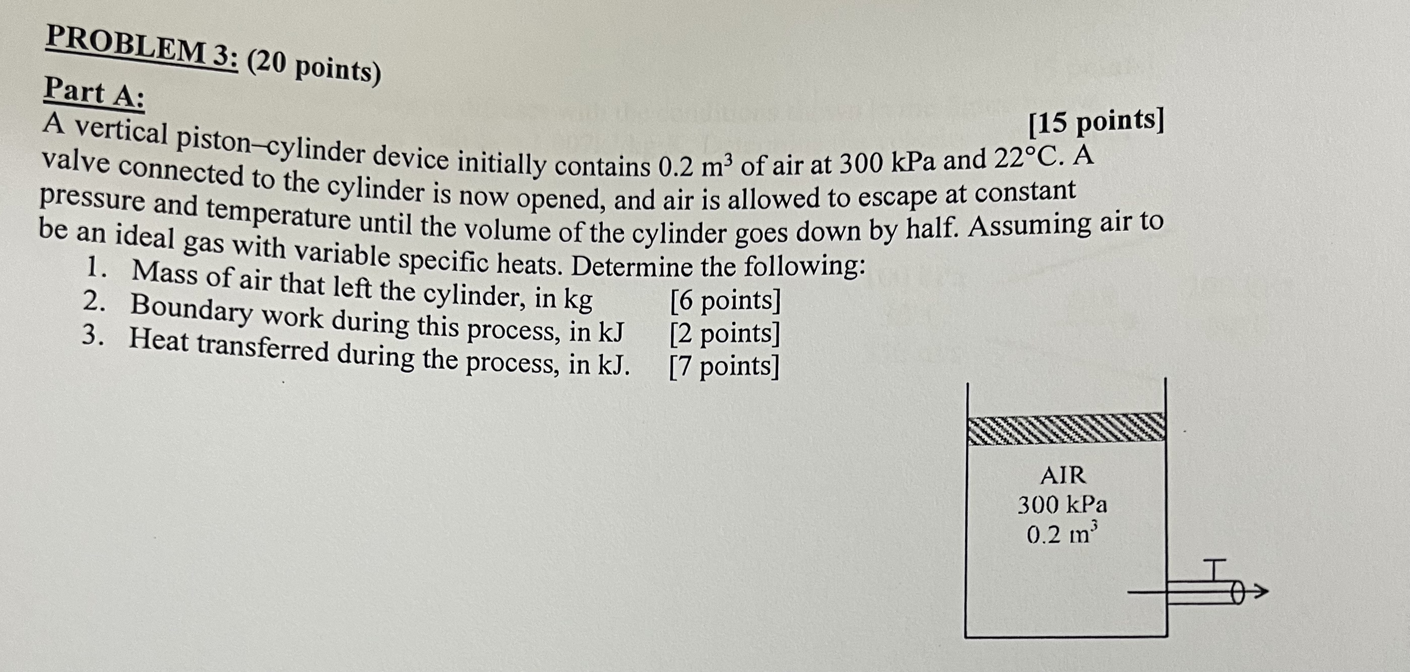 PROBLEM 3 : ( 2 0 points ) Part A: [ 1 5 points ]