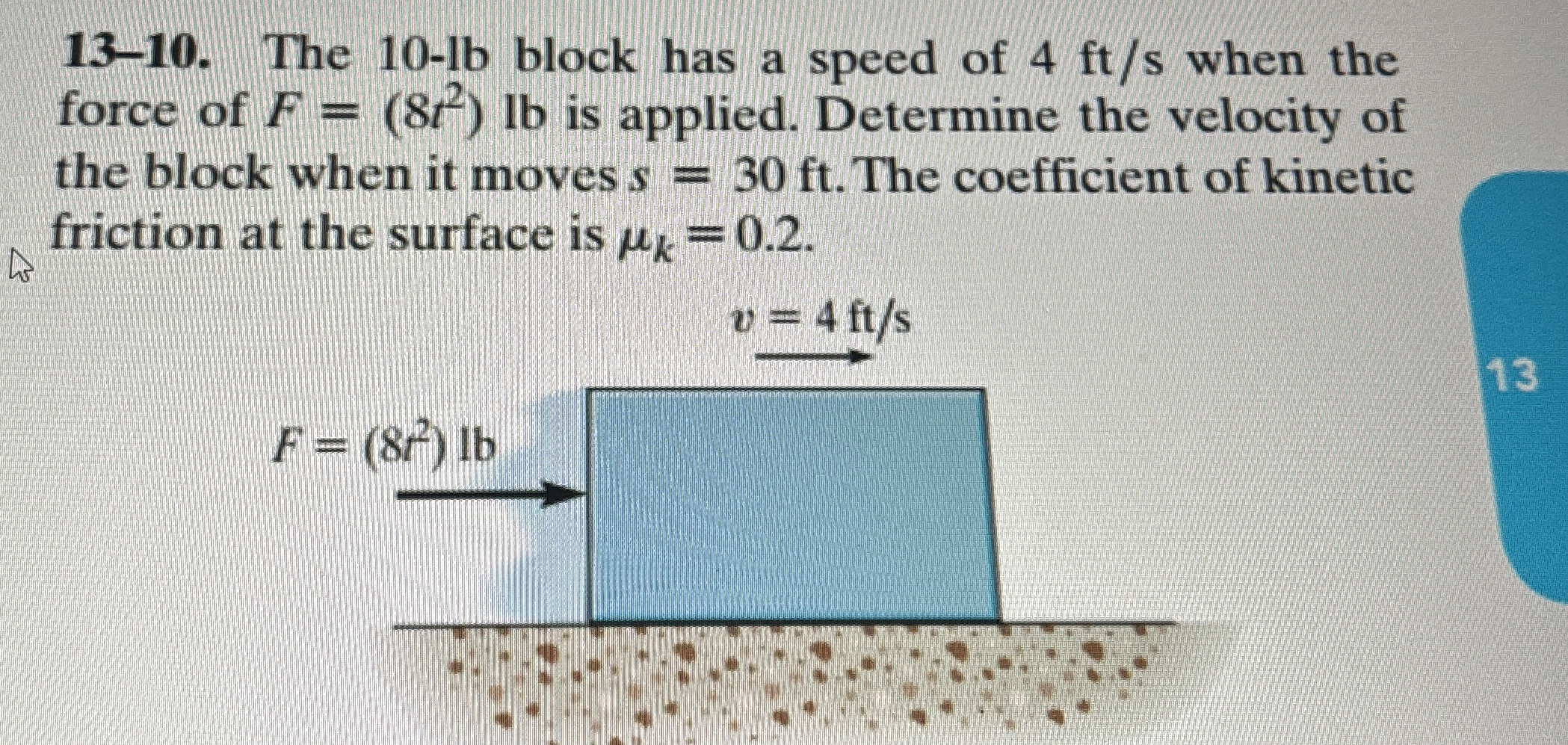1 3 - 1 0 . The 1 0 - lb block has a speed of 4 f