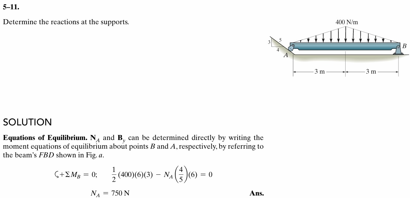 5 - 1 1 . Determine the reactions at the