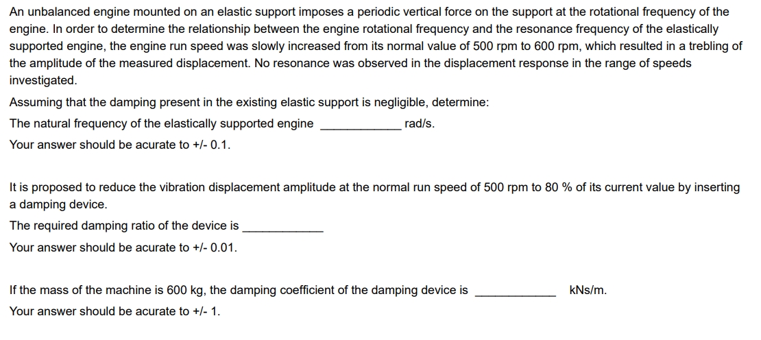An unbalanced engine mounted on an elastic