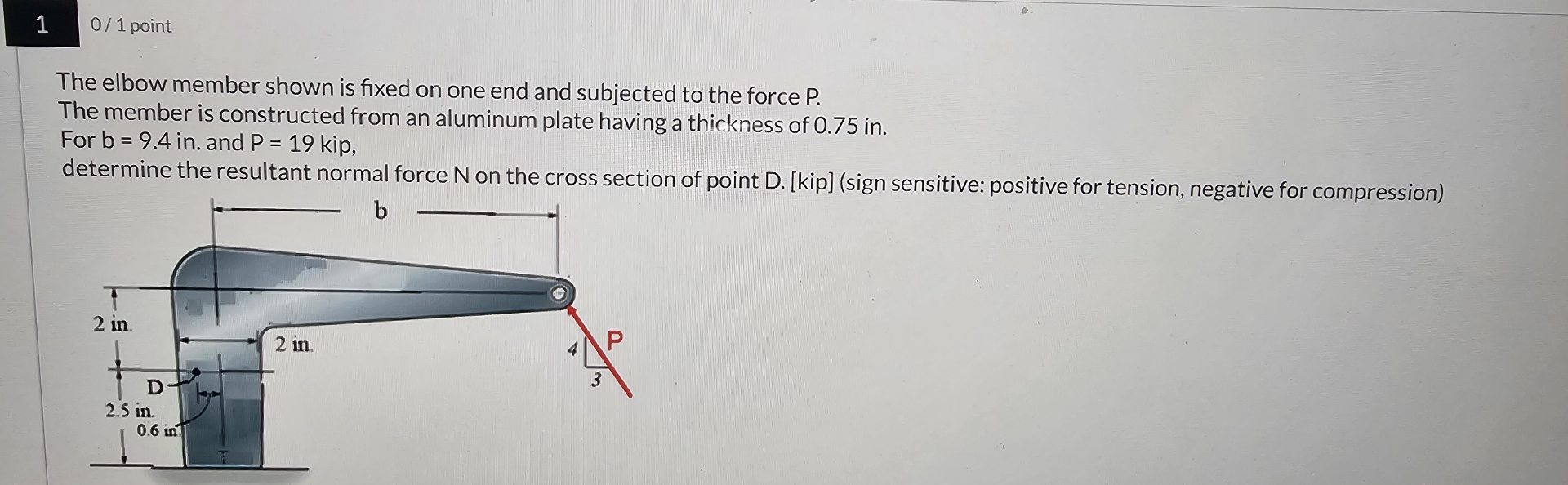 1 0 1 point The elbow member shown is fixed on