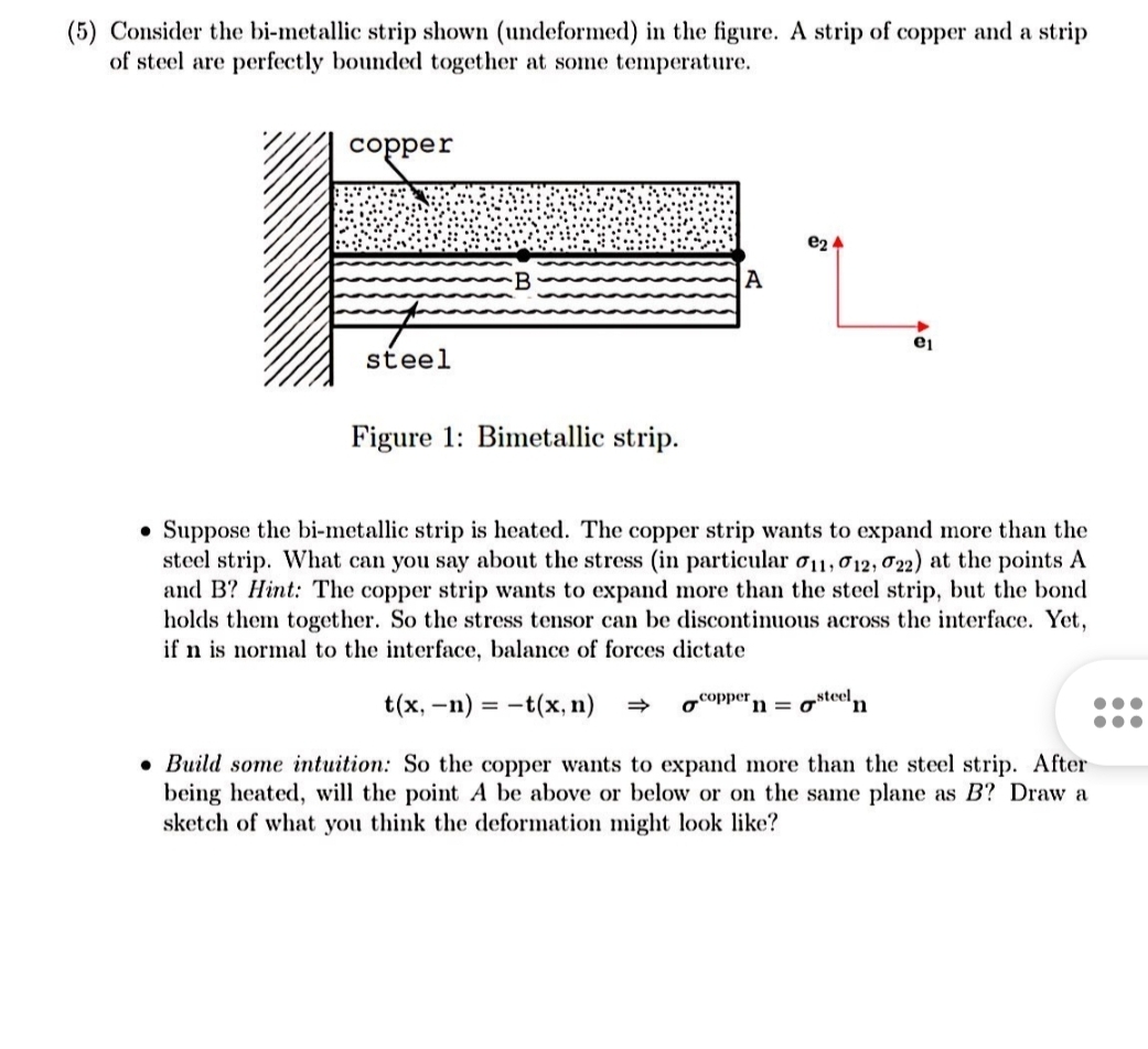 ( 5 ) Consider the bi - metallic strip shown (