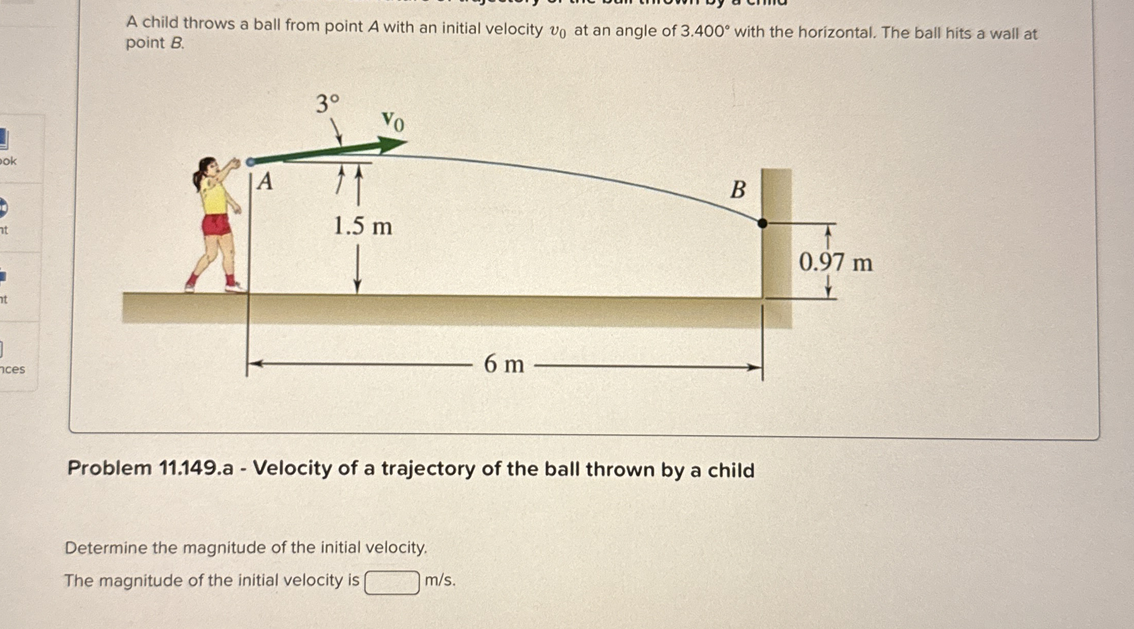 A child throws a ball from point A with an