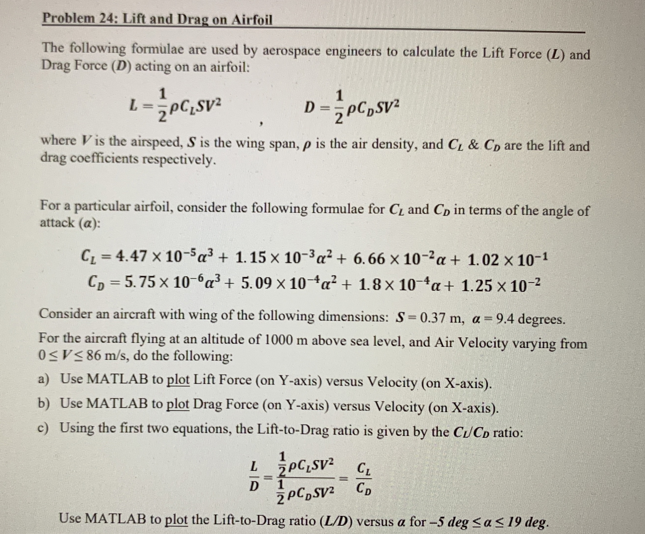 Problem 2 4 : Lift and Drag on Airfoil The