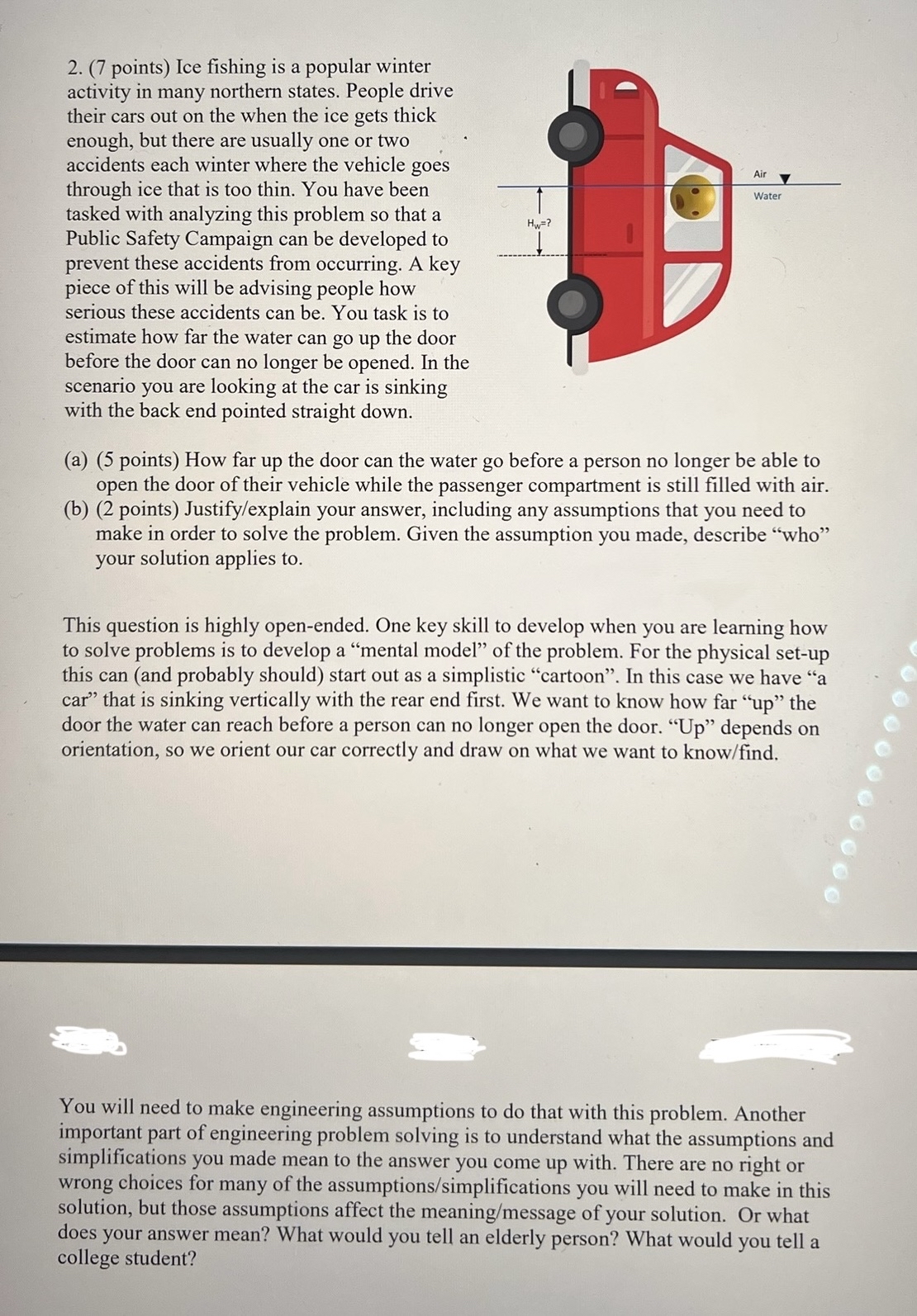 ( 7 points ) Ice fishing is a popular winter