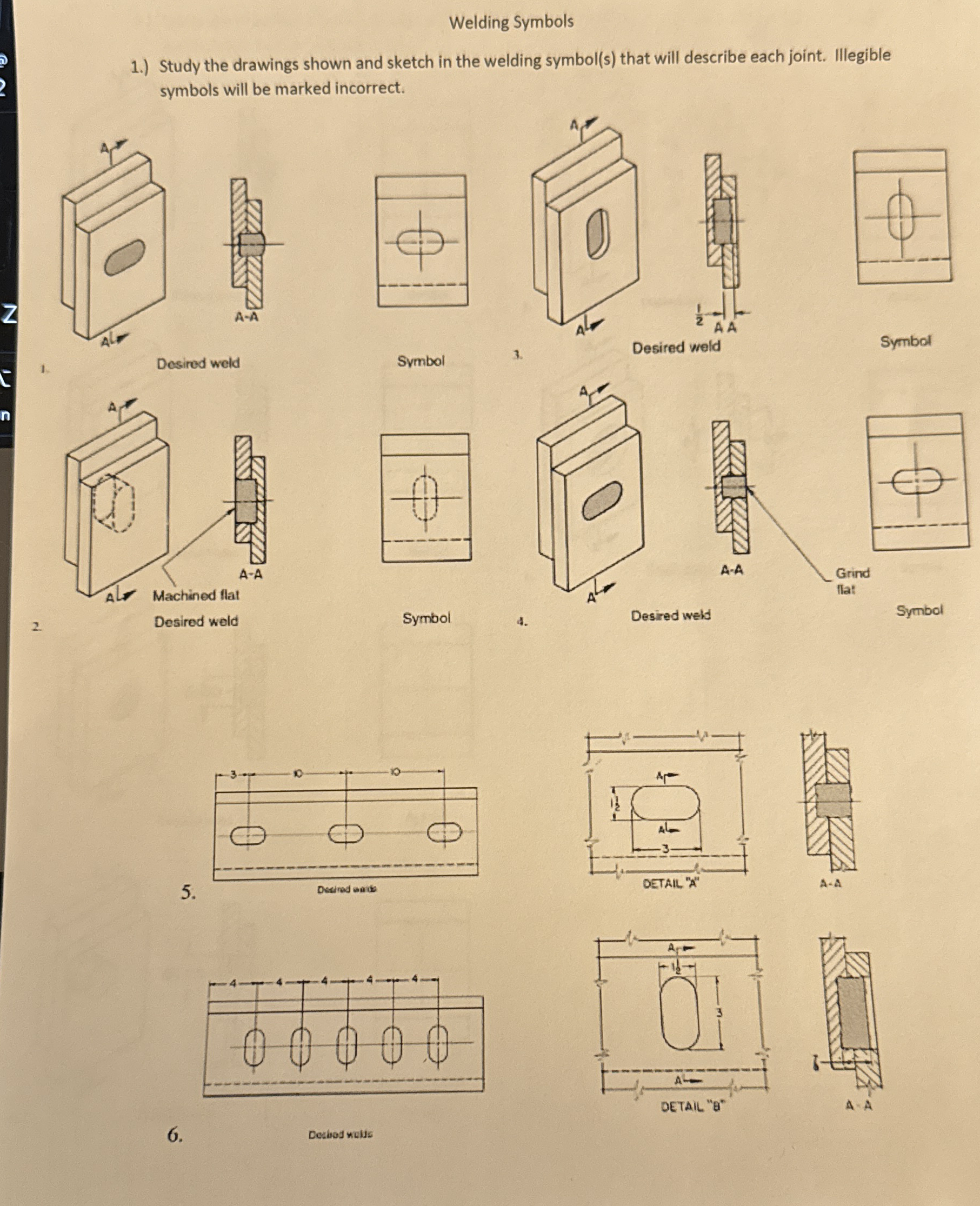 Welding Symbols 1 . ) Study the drawings shown