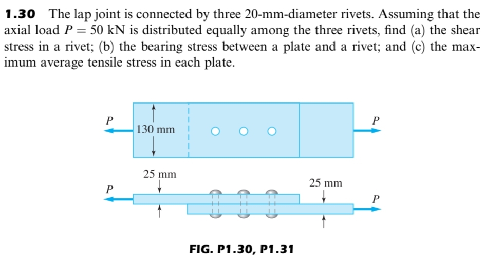 1 . 3 0 The lap joint is connected by three 2 0 -