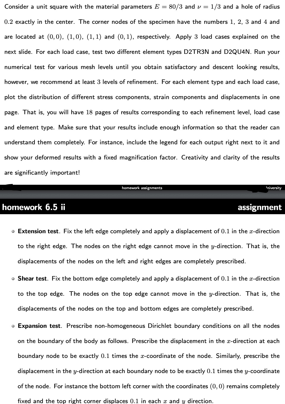 Extension test. Fix the left edge completely and