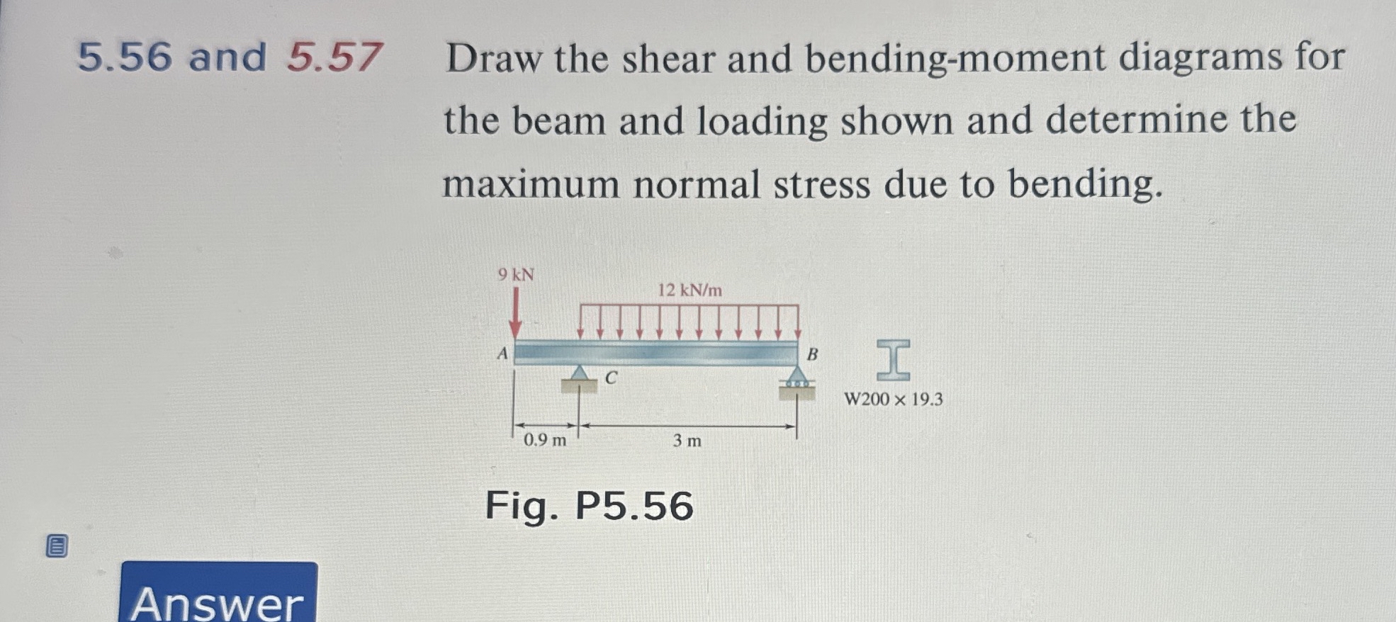 5 . 5 6 and 5 . 5 7 Draw the shear and bending -
