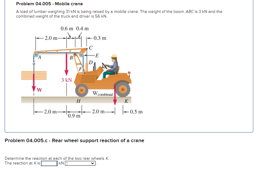 Problem 0 4 . 0 0 5 - Mobile crane A load of