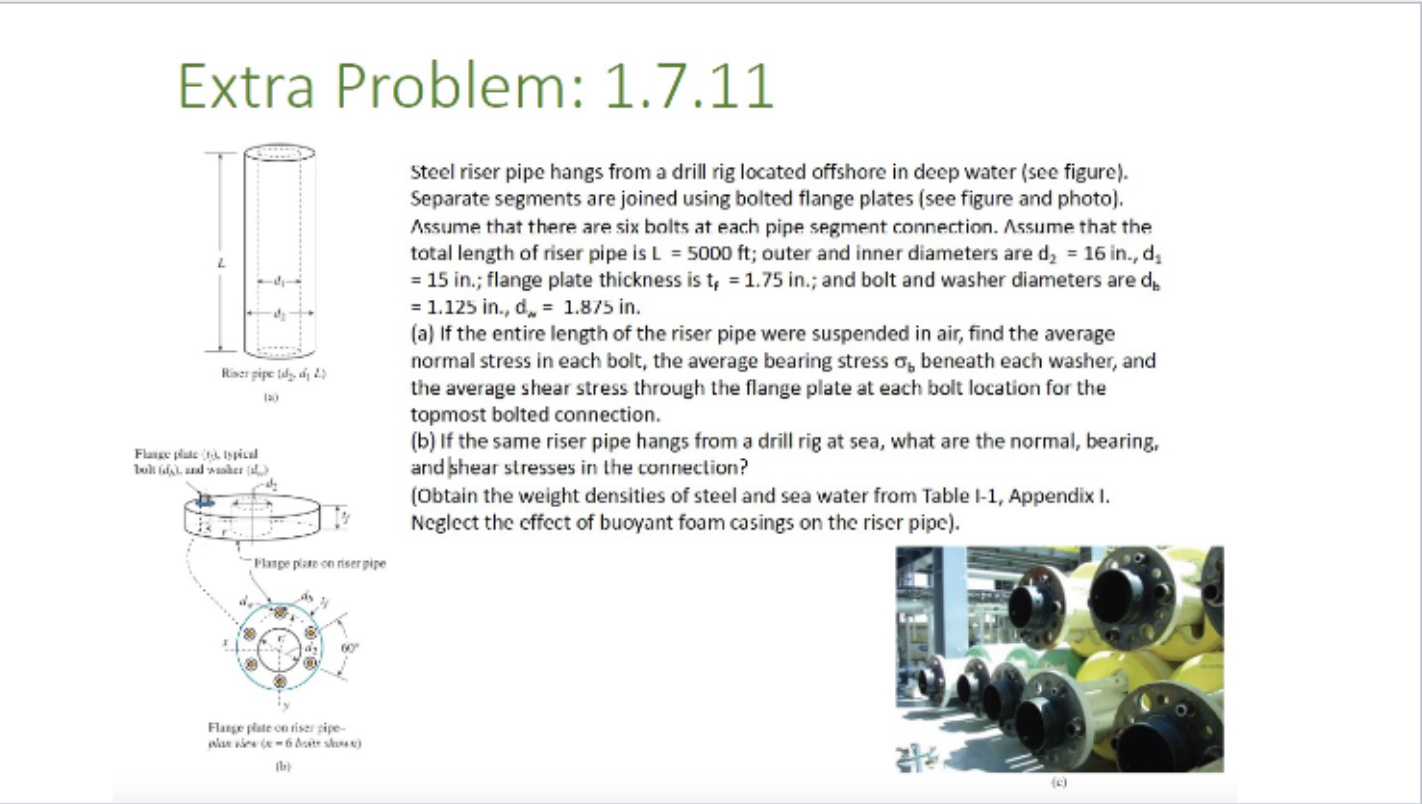 Extra Problem: 1 . 7 . 1 1 1 Steel riser pipe
