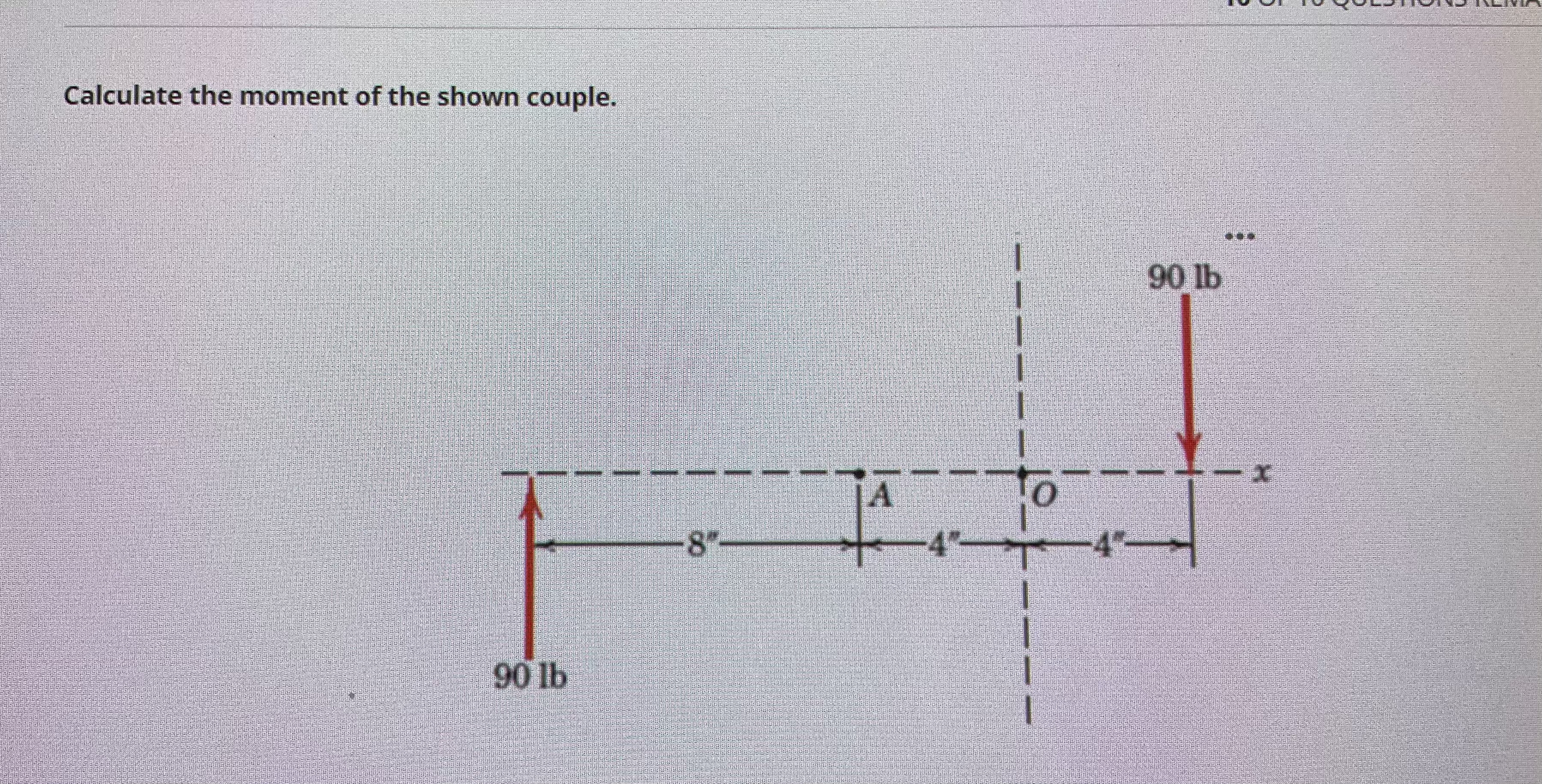 Calculate the moment of the shown couple