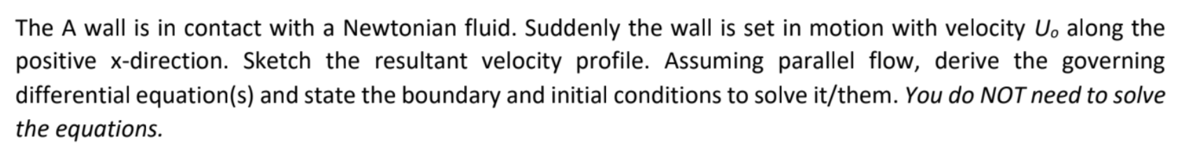 The A wall is in contact with a Newtonian fluid.
