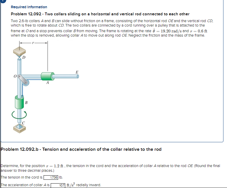 Problem 1 2 . 0 9 2 - Two collars sliding on a