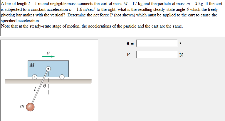 A bar of length l = 1 m and negligible mass