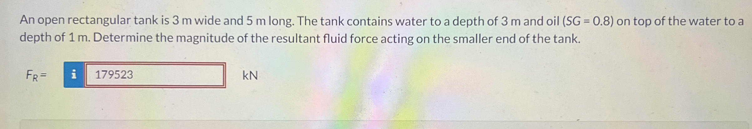 An open rectangular tank is 3 m wide and 5 m