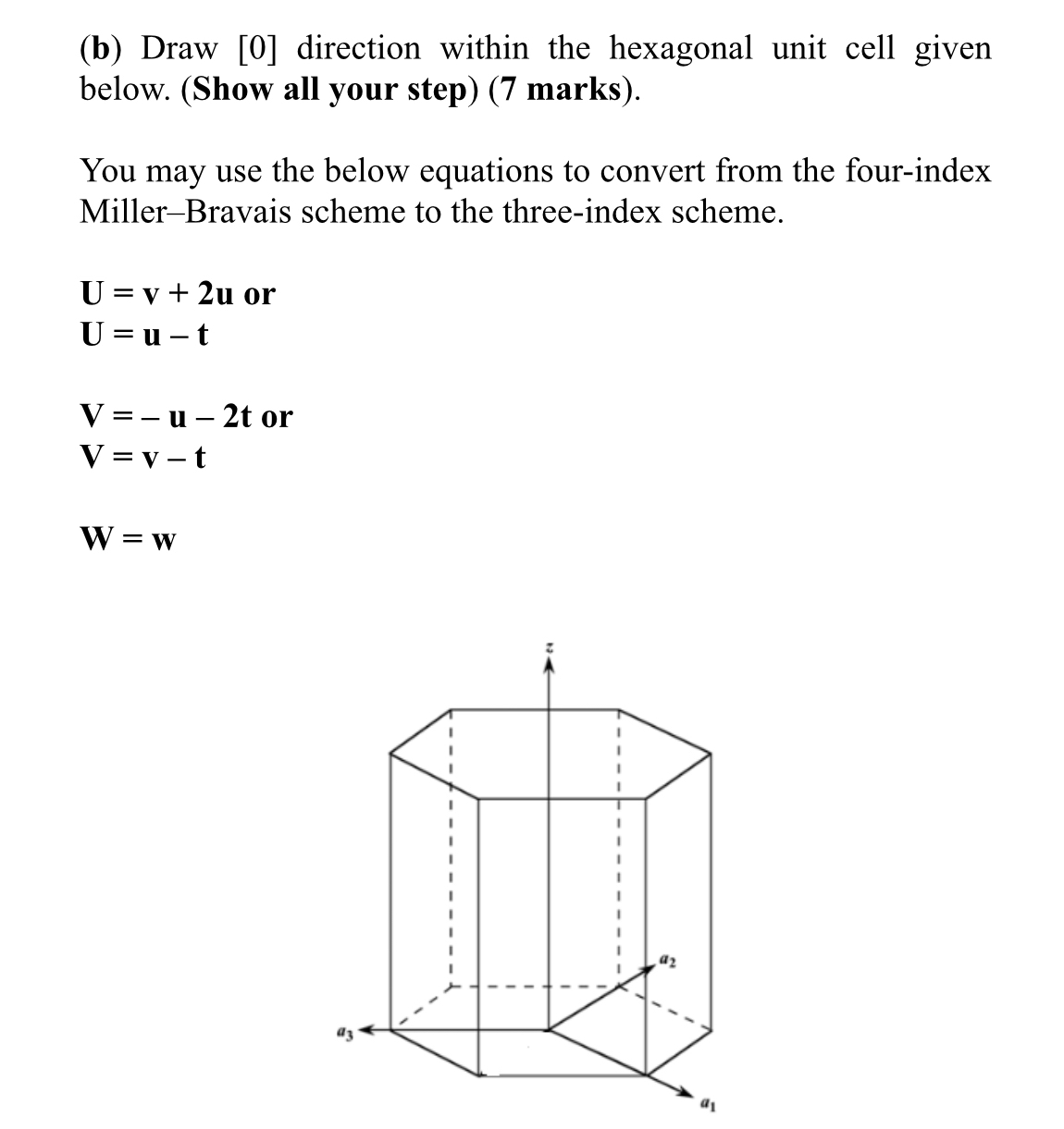 ( b ) Draw [ 0 ] direction within the hexagonal