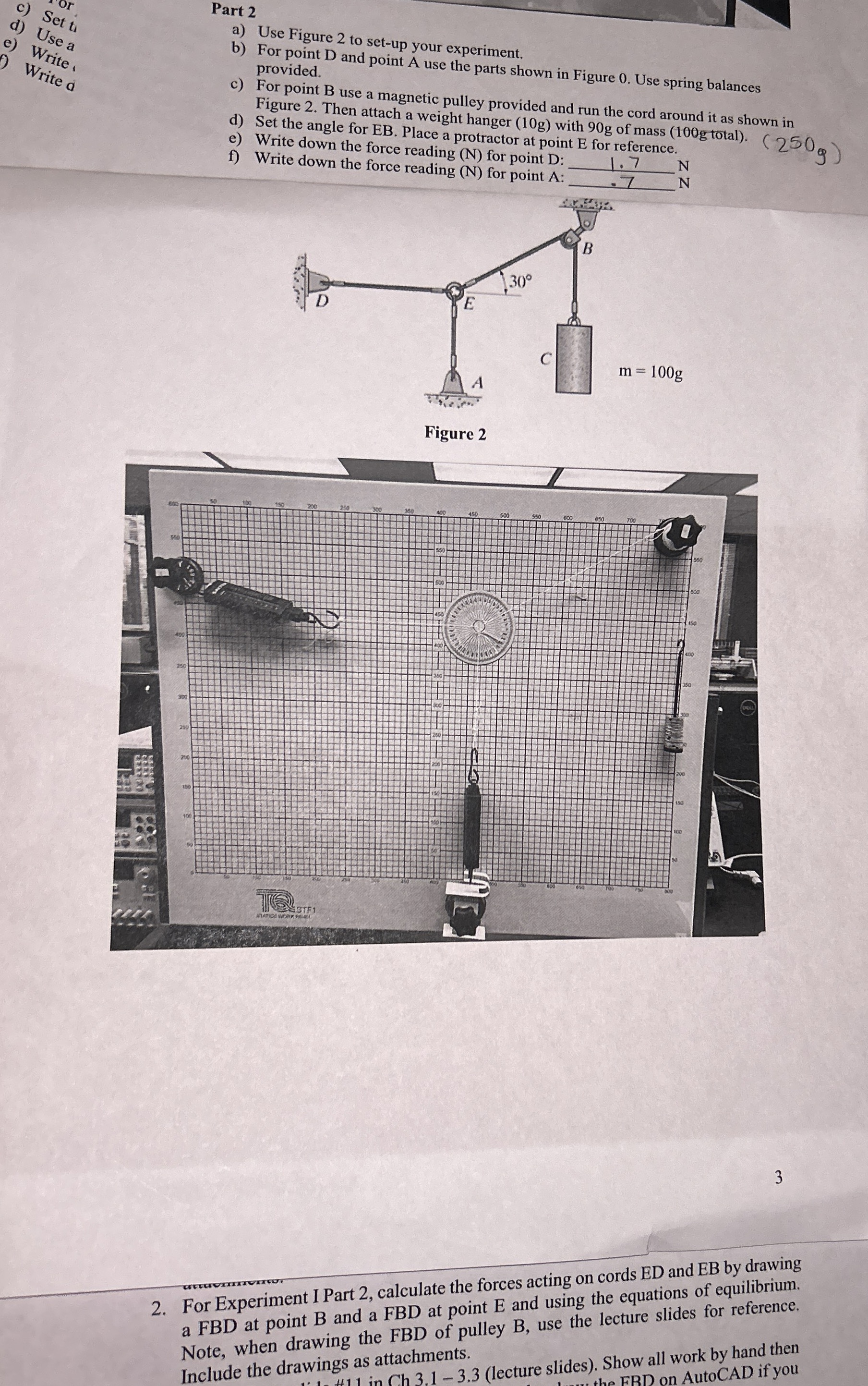 a FBD at point B and a F B D at point E and using