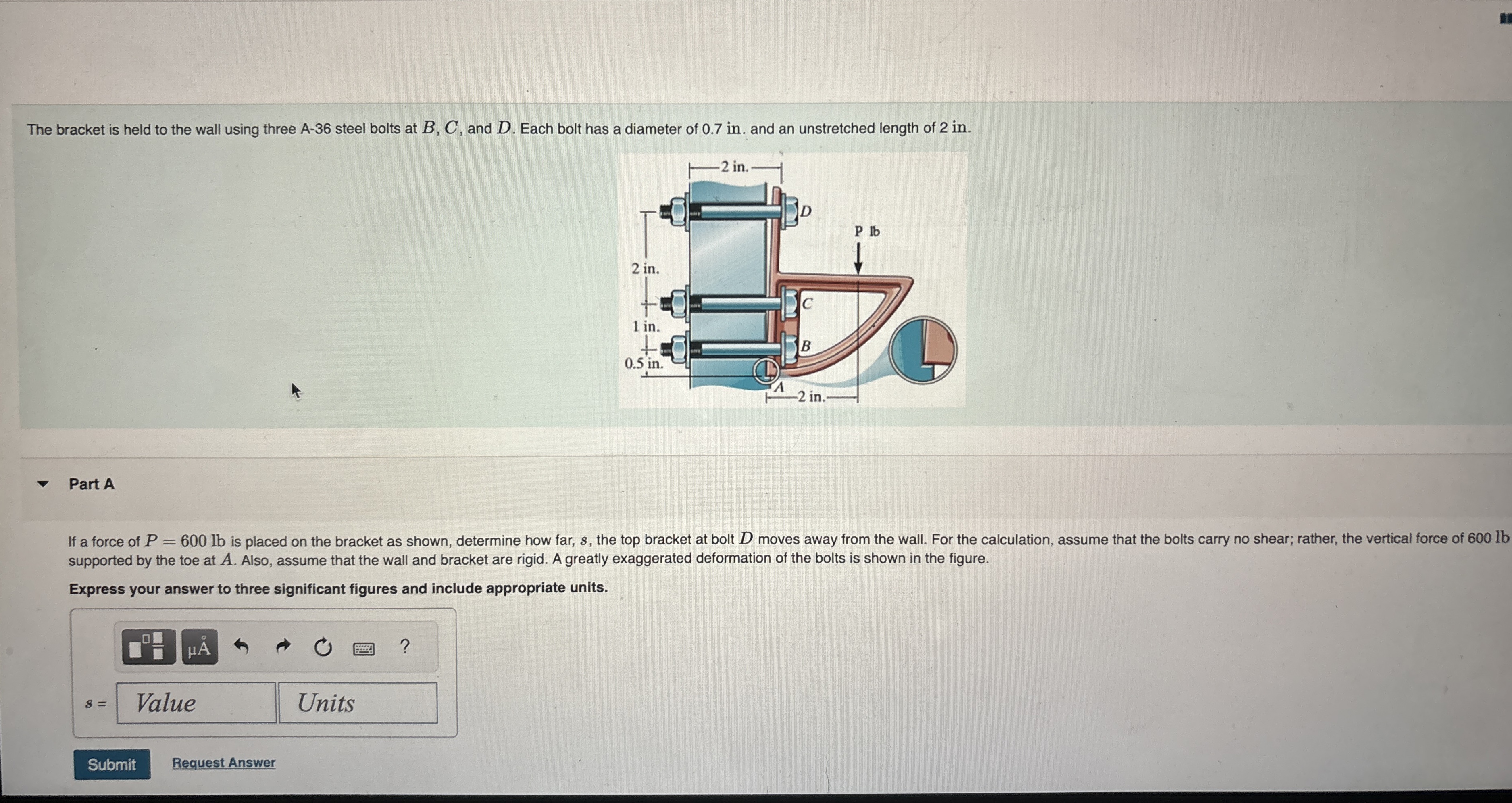 The bracket is held to the wall using three A - 3