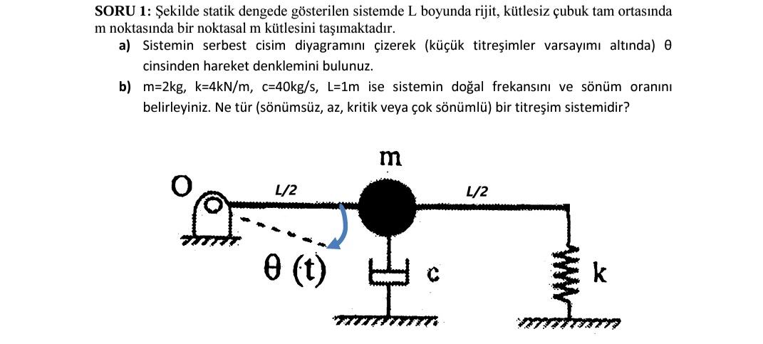 SORU 1 : ekilde statik dengede g sterilen