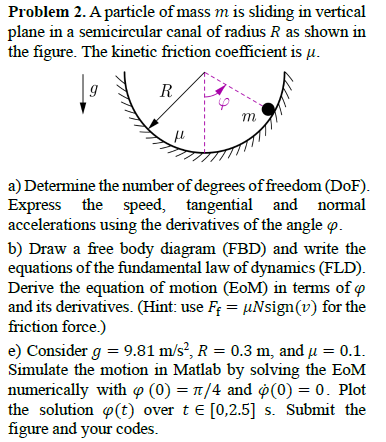 Problem 2 . A particle of mass m is sliding in