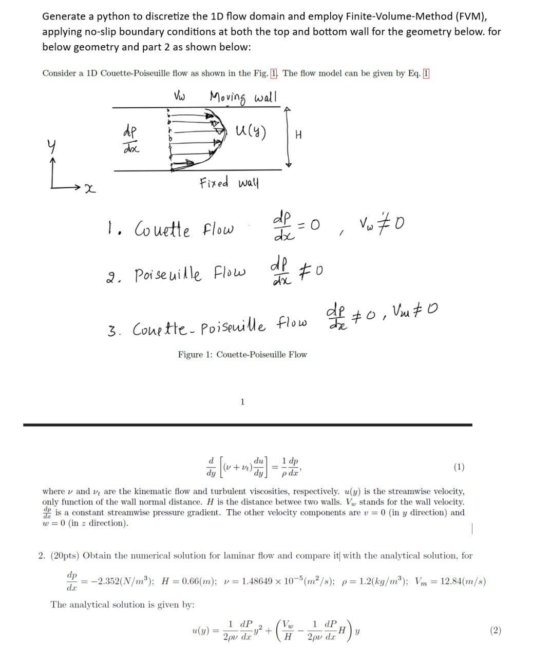 Generate a python to discretize the 1 D flow