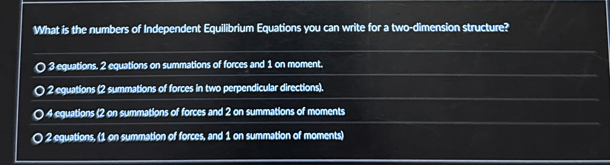 What is the numbers of Independent Equilibrium