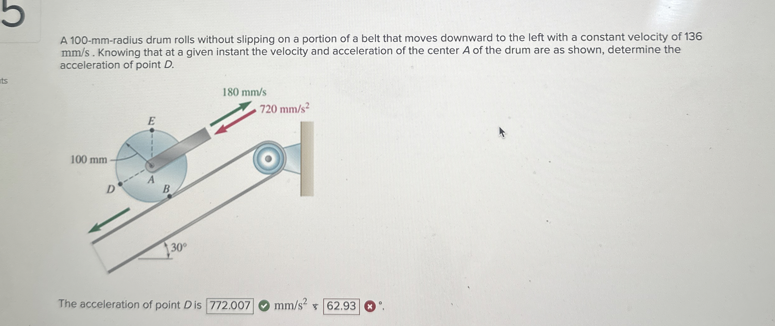 A 1 0 0 - mm - radius drum rolls without slipping