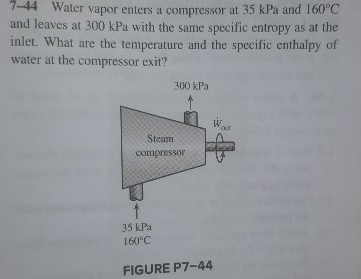 7 - 4 4 Water vapor enters a compressor at 3 5