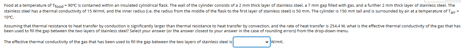 Food at a temperature of \ ( T _ { \ text { food
