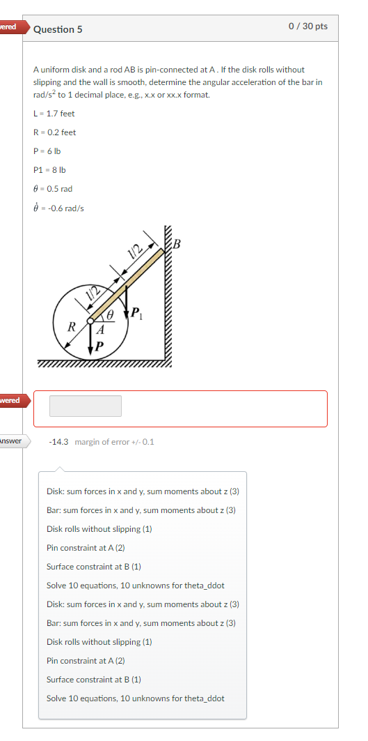 Question 5 A uniform disk and a rodAB is pin -