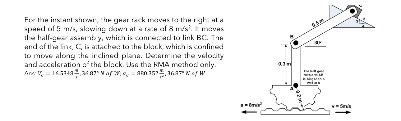 For the instant shown, the gear rack moves to the