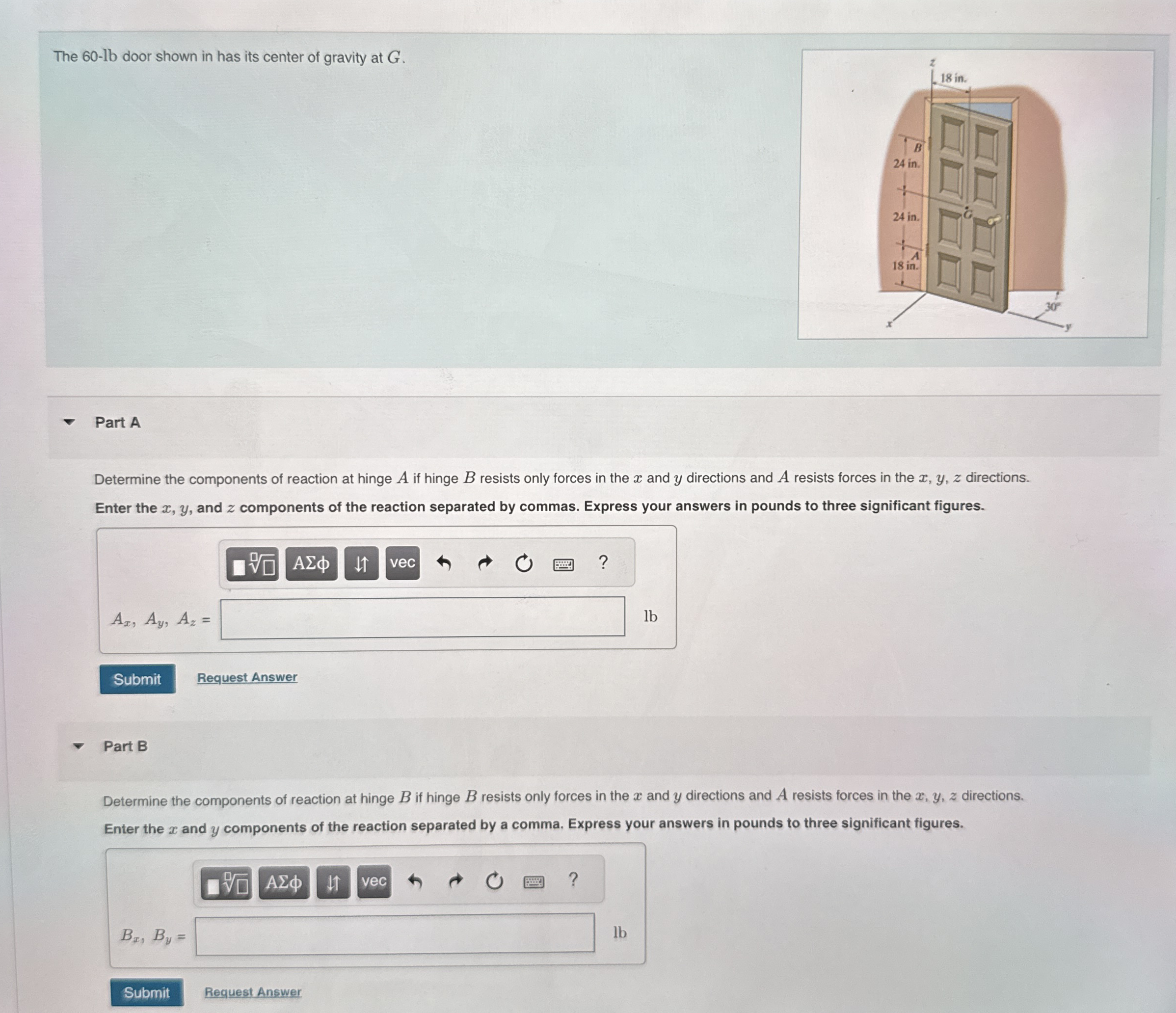 The 6 0 - lb door shown in has its center of
