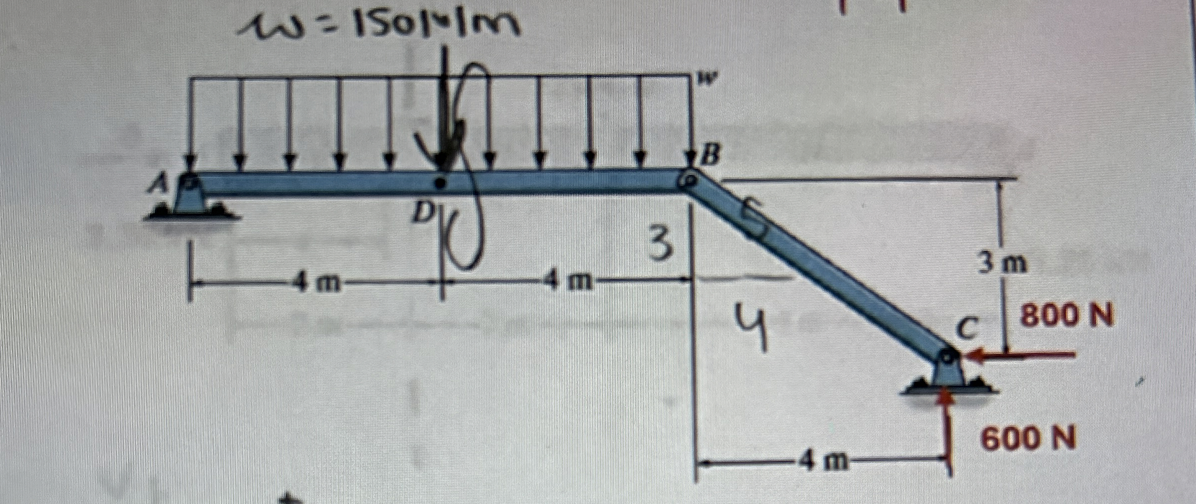 Determine the internal Normal force, shear force,