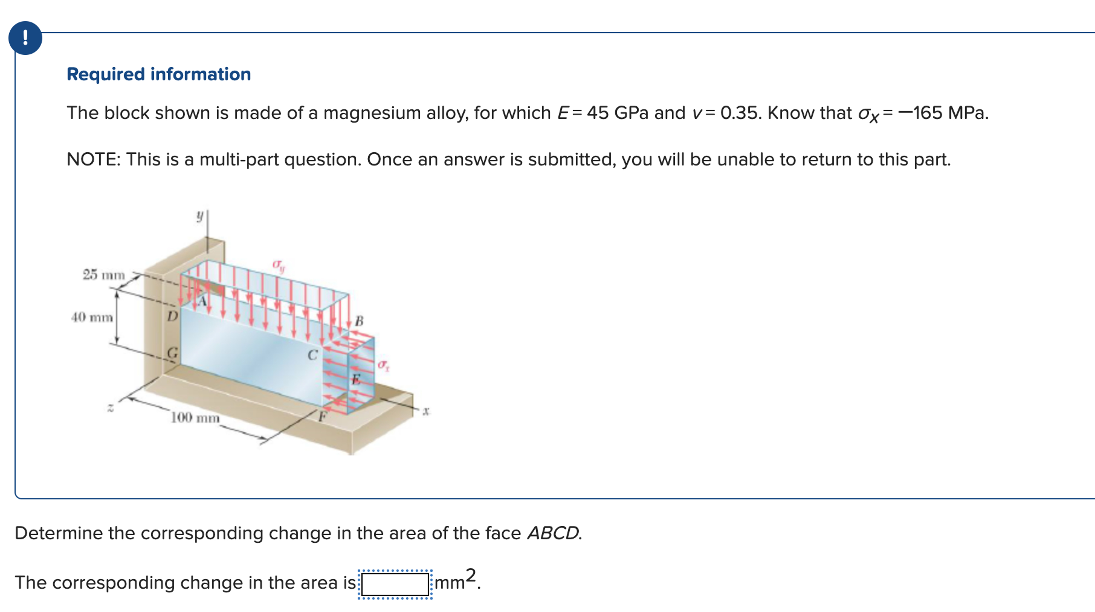 Required information The block shown is made of a