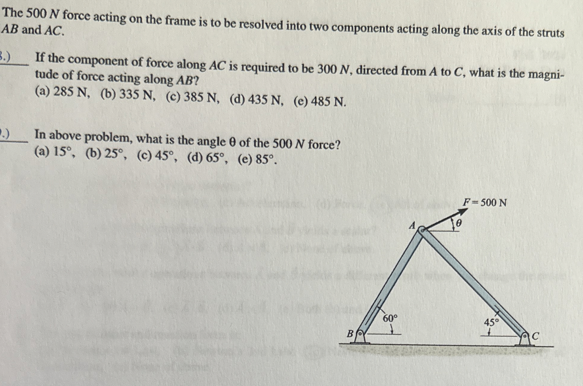 The 5 0 0 N force acting on the frame is to be