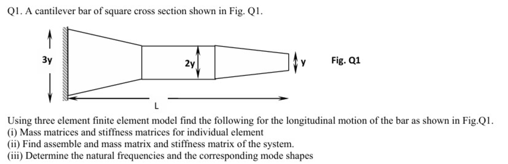 Q 1 . A cantilever bar of square cross section