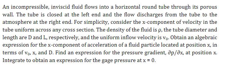 An incompressible, inviscid fluid flows into a
