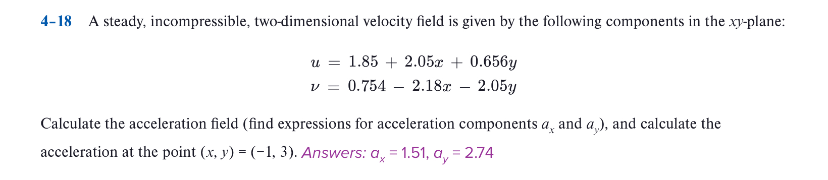 4 - 1 8 A steady, incompressible, two -