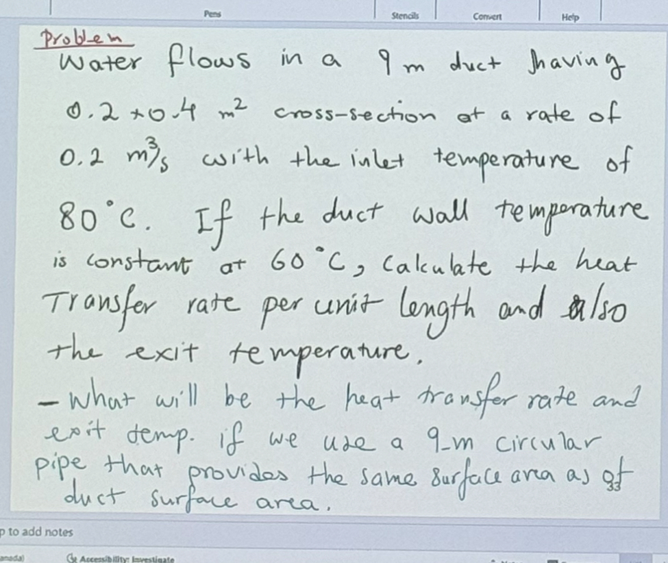 problem Water flows in a 9 m duct having 0 . 2 0