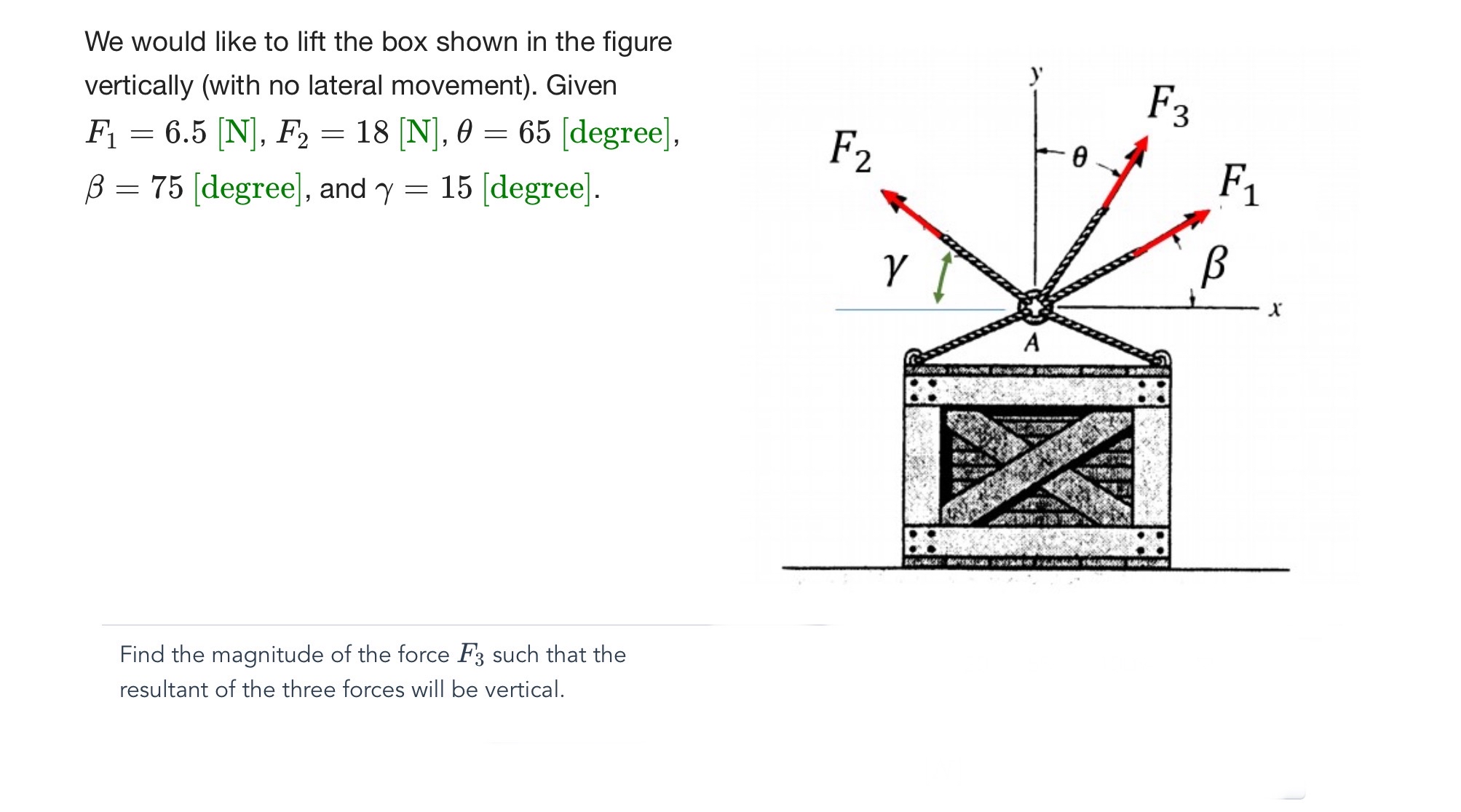 We would like to lift the box shown in the figure