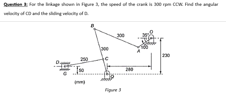For the linkage shown in Figure 3 , the speed of