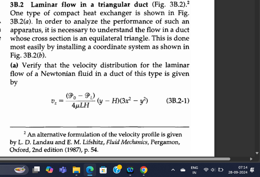 3 B . 2 Laminar flow in a triangular duct ( Fig .