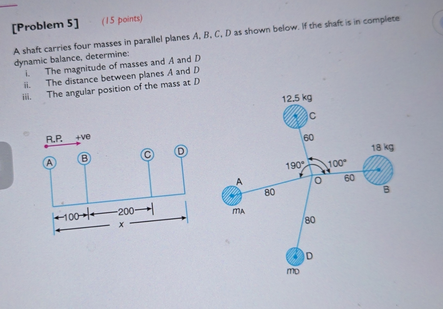 [ Problem 5 ] ( 1 5 points ) A shaft carries four