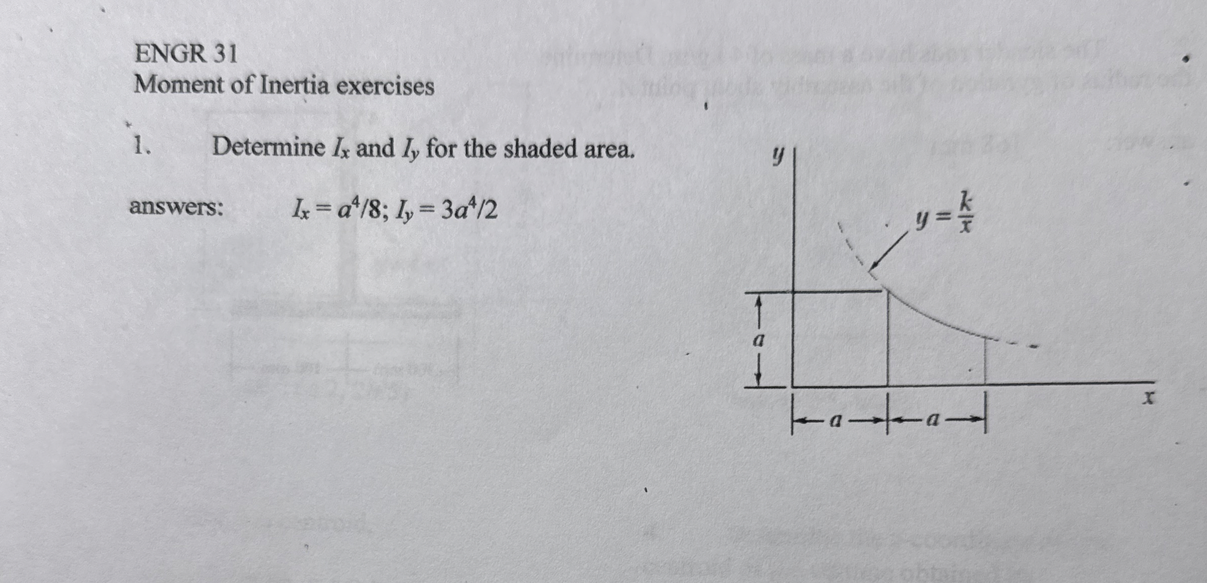 ENGR 3 1 Moment of Inertia exercises Determine I