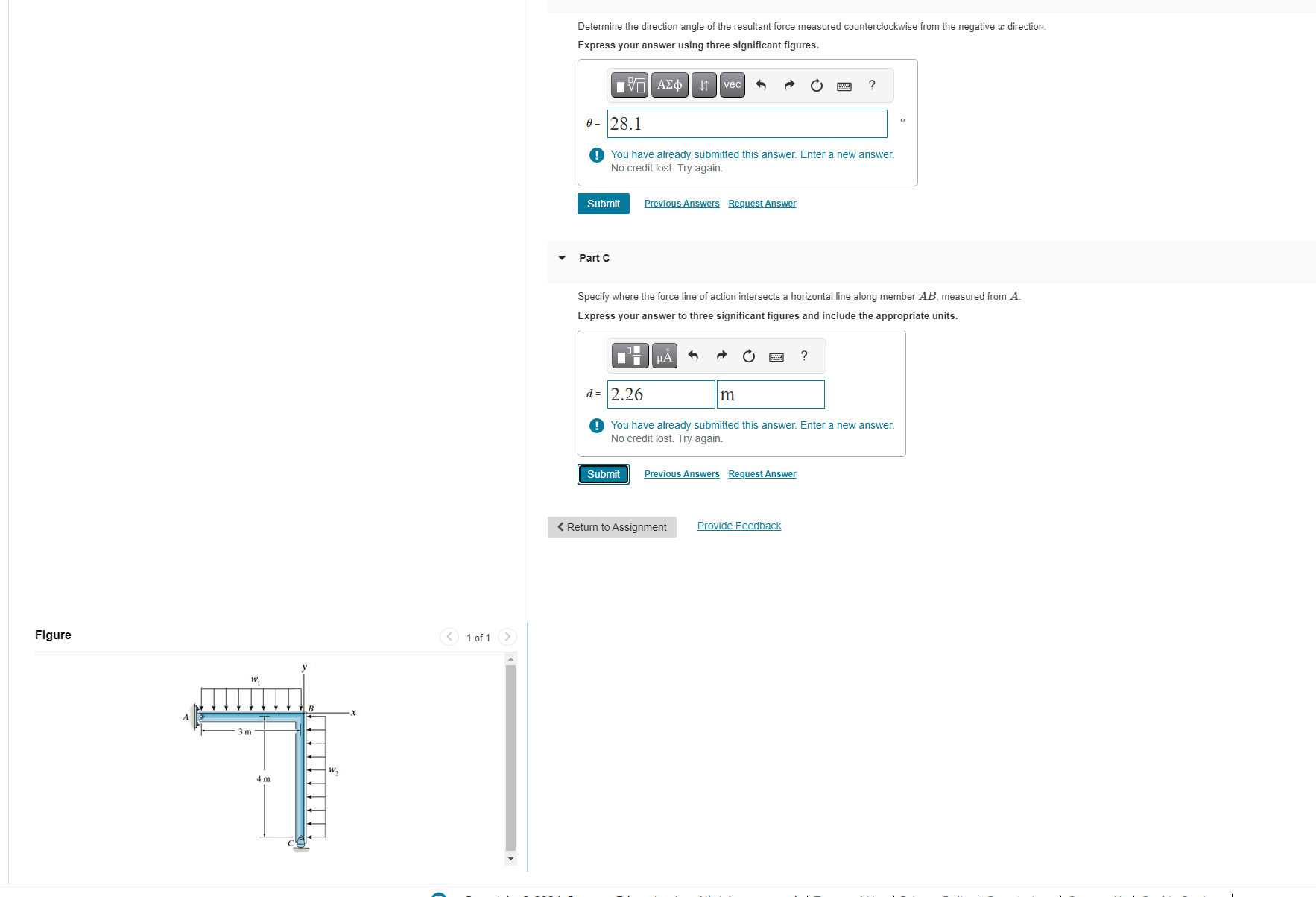 w 1 = 5 w 2 = 2 Determine the direction angle of