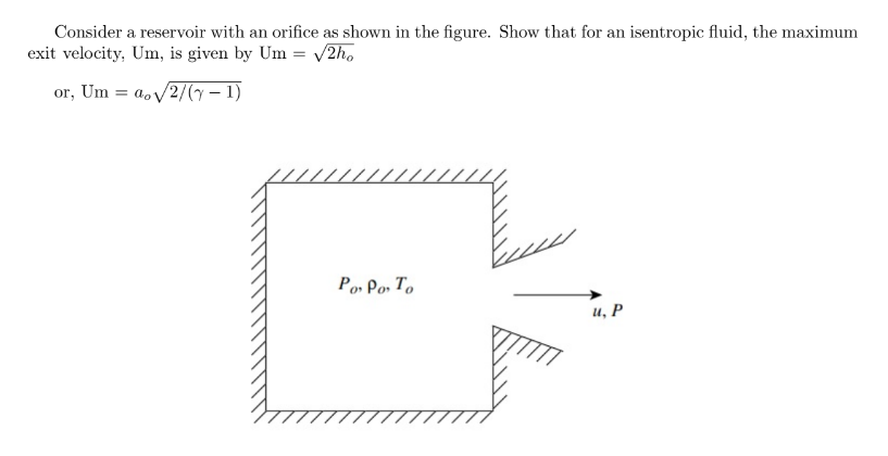Consider a reservoir with an orifice as shown in