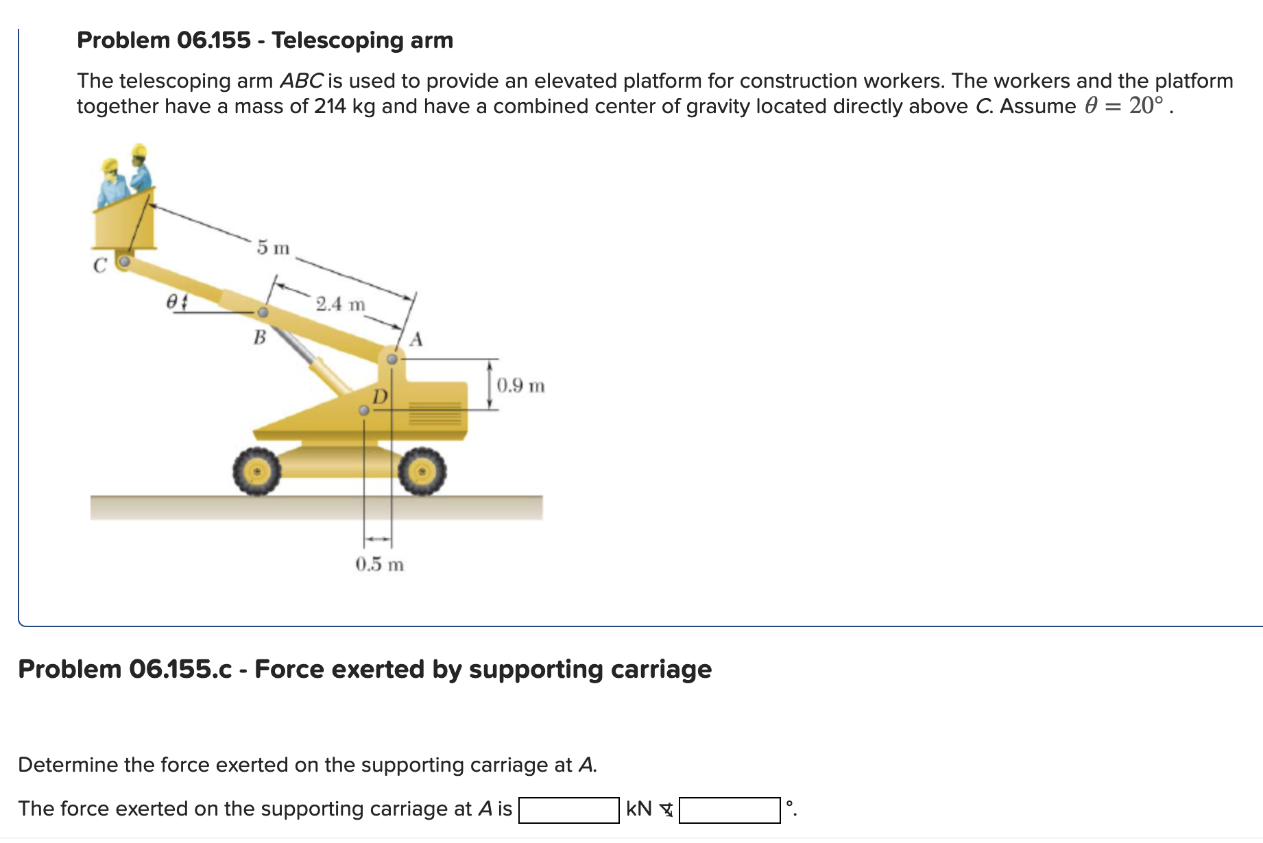 Problem 0 6 . 1 5 5 - Telescoping arm The